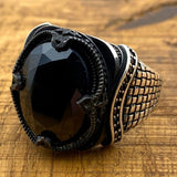 Men's Black Onyx Silver Ring - TryAladdin