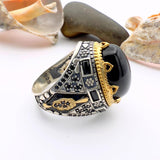 Men's Black Onyx Silver Ring - TryAladdin