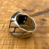 Men's Black Onyx Square Stone Silver Ring - TryAladdin