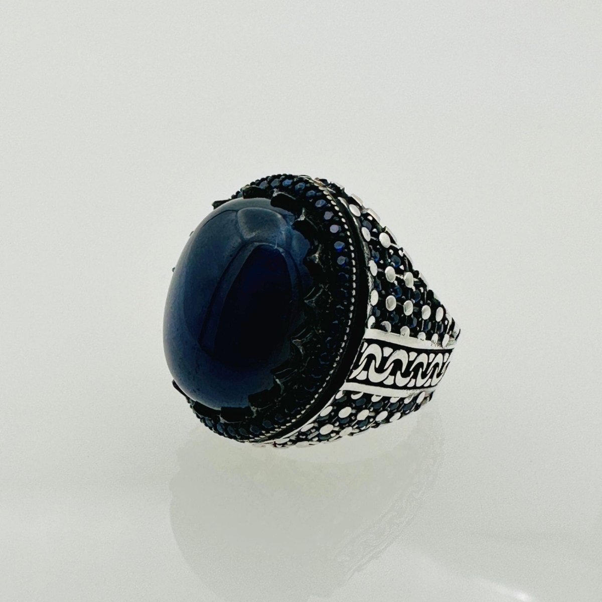 Men's Blue Lapis Lazuli Silver Ring - TryAladdin