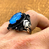 Men's Blue Paraiba Helmet Ring - TryAladdin