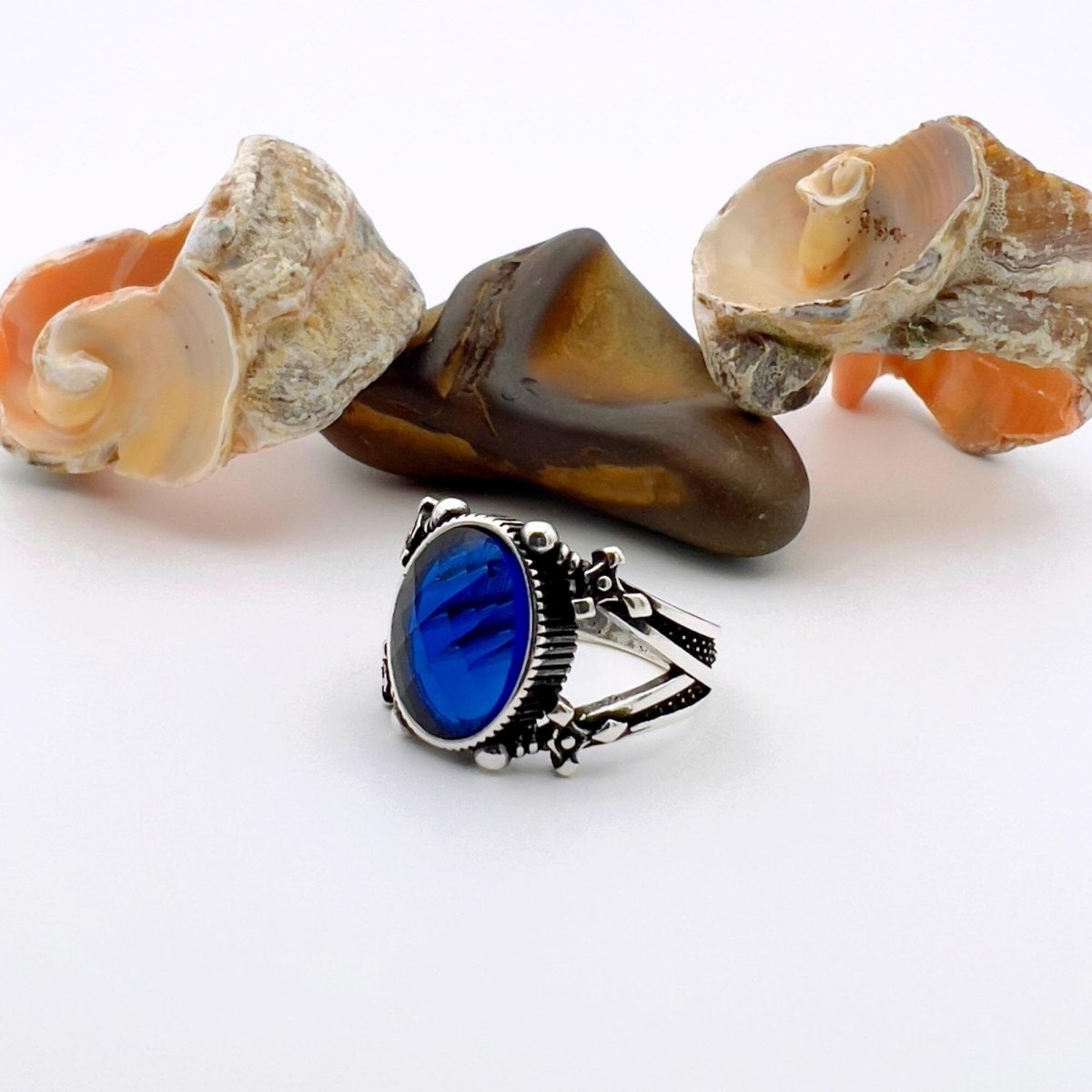 Men's Blue Sapphire Sword - Detail Ring - TryAladdin