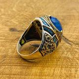 Men's Blue Zircon Silver Ring - TryAladdin