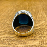 Men's Blue Zircon Square Ring - TryAladdin