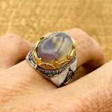 Men’s Brown Agate Oval Ring - TryAladdin