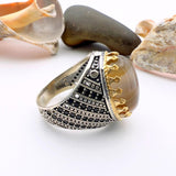 Men's Brown Agate Stone Silver Ring - TryAladdin