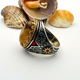 Men's Brown Agate Stone Silver Ring - TryAladdin