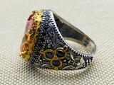 Men's Citrine Silver Ring - TryAladdin