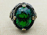 Men's Cubic Zircon Stone Green 925 Sterling Silver Ring - TryAladdin