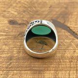 Men’s Green Agate Oval Ring - TryAladdin