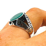 Men's Green Agate Stone Ring - TryAladdin