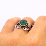 Men's Green Emerald Silver Ring - TryAladdin