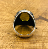 Men's Green Peridot Oval Ring - TryAladdin