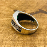 Men's Handmade Green Agate Silver Ring - TryAladdin