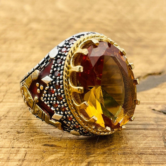 Men's Handmade Multi - Color Zultanite Stone Ring - TryAladdin