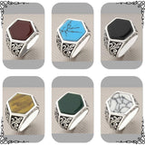 Men's Hexagon Model Authentic Handmade 925 Sterling Silver Ring - TryAladdin