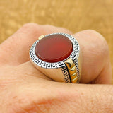 Men's Natural Aqeeq Stone Ring - TryAladdin