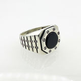 Men's Natural Black Onyx Silver Ring - TryAladdin