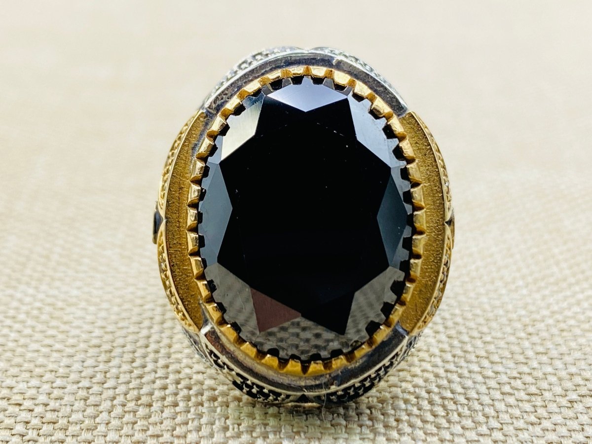 Men's Onyx Stone Black 925 Sterling Silver Ring - TryAladdin