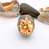 Men's Orange Amber Silver Ring - TryAladdin