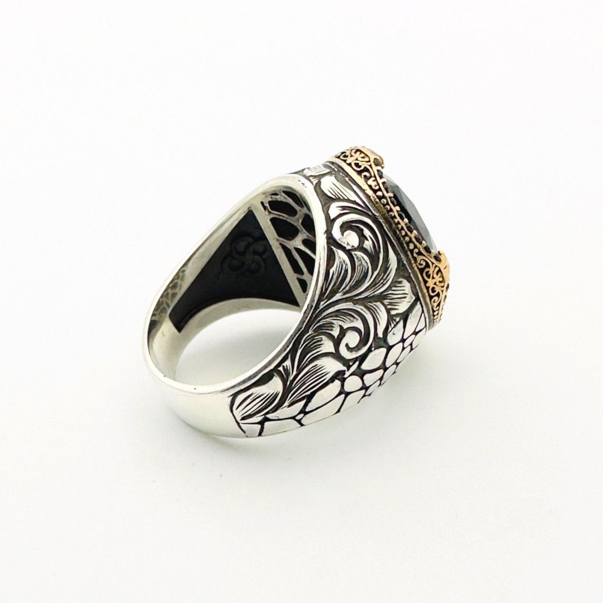 Men's Oval Onyx Silver Ring - TryAladdin