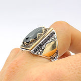 Men's Oval Onyx Silver Ring - TryAladdin