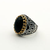 Men's Oval Onyx Silver Ring - TryAladdin