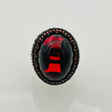 Men's Red Agate Gemstone Silver Ring - TryAladdin