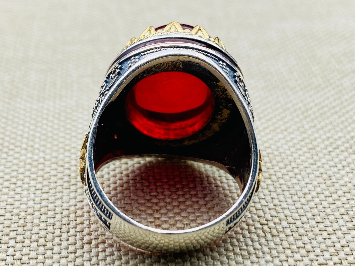 Men's Red Agate Stone Ring - TryAladdin