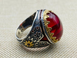 Men's Red Agate Stone Ring - TryAladdin