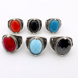 Men's Red Agate Stone Silver Ring - TryAladdin