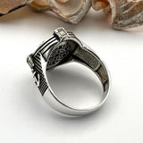 Men's Red Agate Stone Silver Ring - TryAladdin