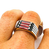 Men's Red Ruby Stone Silver Ring - TryAladdin