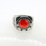 Men's Red Zircon Silver Ring - TryAladdin