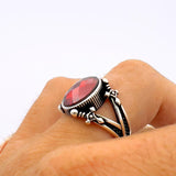 Men's Red Zircon Sterling Silver Ring - TryAladdin