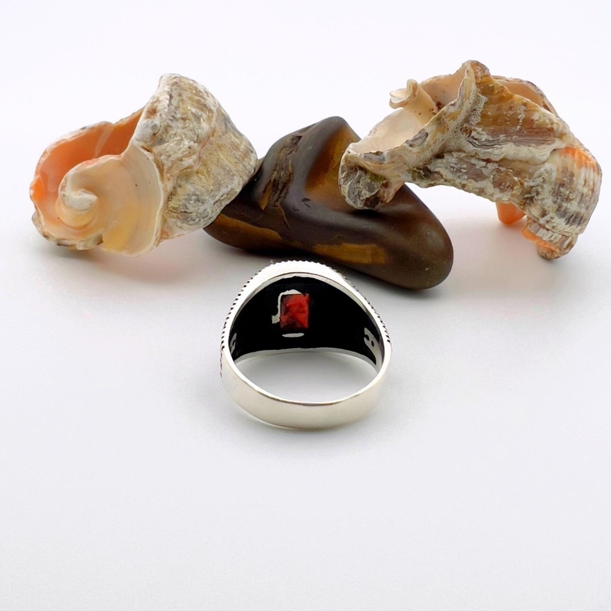 Men's Red Zircon Stone Silver Ring - TryAladdin