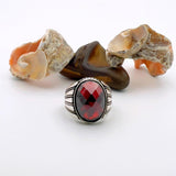 Men's Red Zircon Stone Silver Ring - TryAladdin