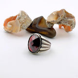 Men's Red Zircon Stone Silver Ring - TryAladdin