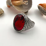 Men's Ruby Stone Silver Ring - TryAladdin