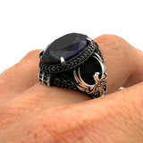 Men's Sapphire Stone Blue 925 Sterling Silver Ring - TryAladdin