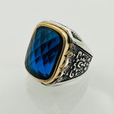 Men's Sapphire Stone Silver Ring - TryAladdin