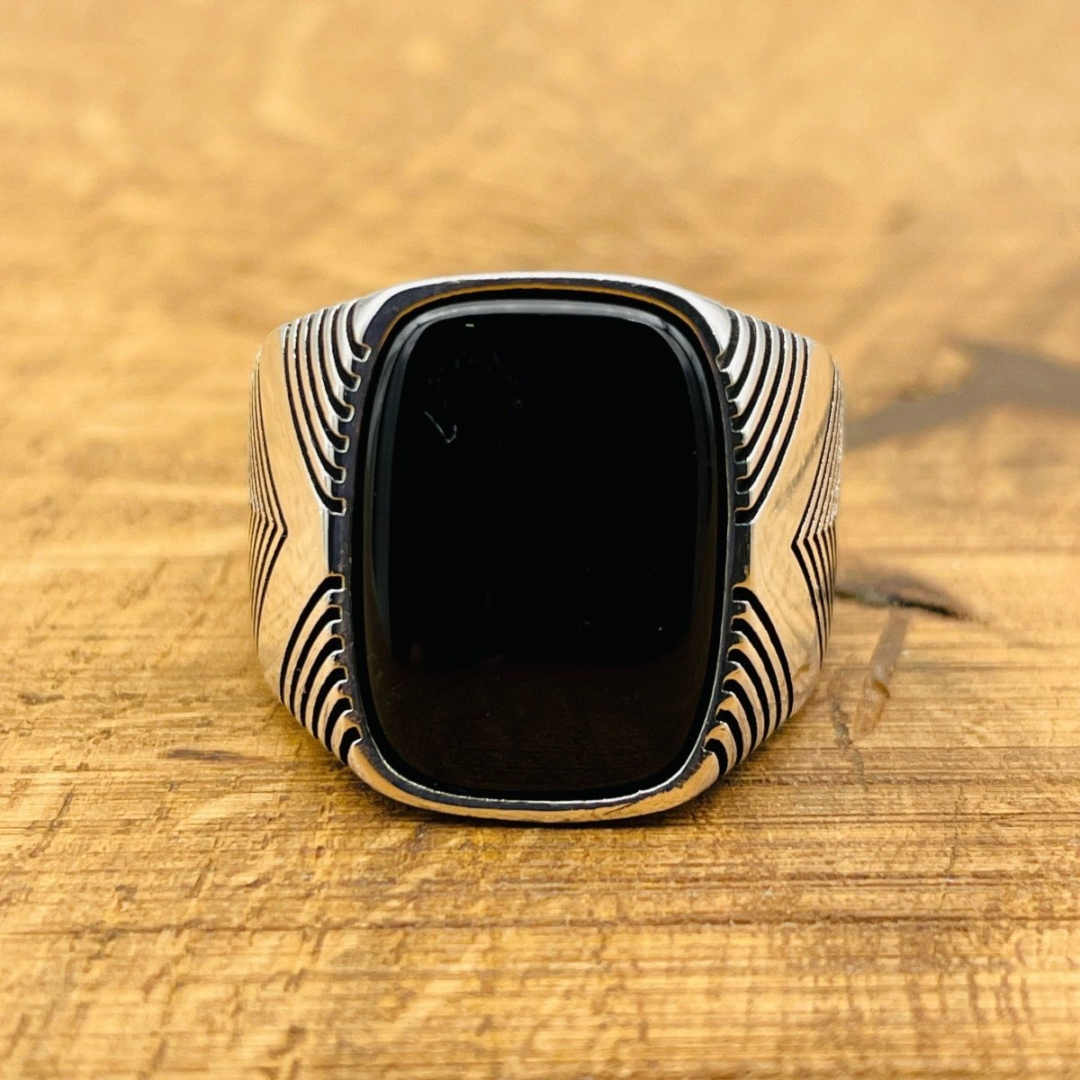 Men's Silver Ring with Black Onyx Stone - TryAladdin