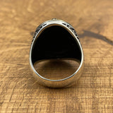 Men's Silver Ring with Black Topaz Onyx Stone - TryAladdin