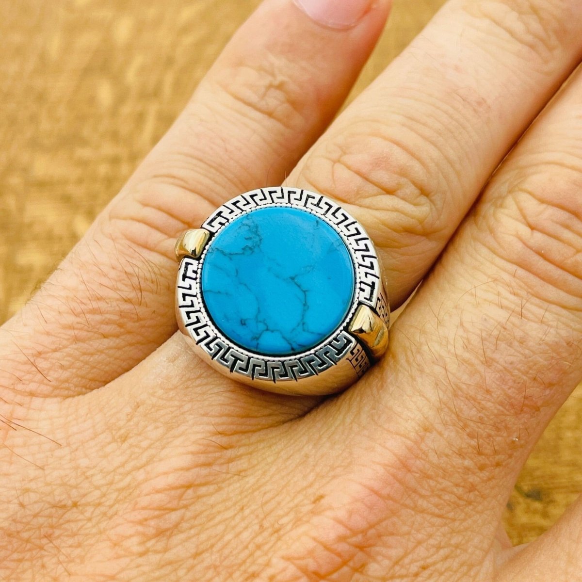 Men's Turquoise Silver Ring - TryAladdin