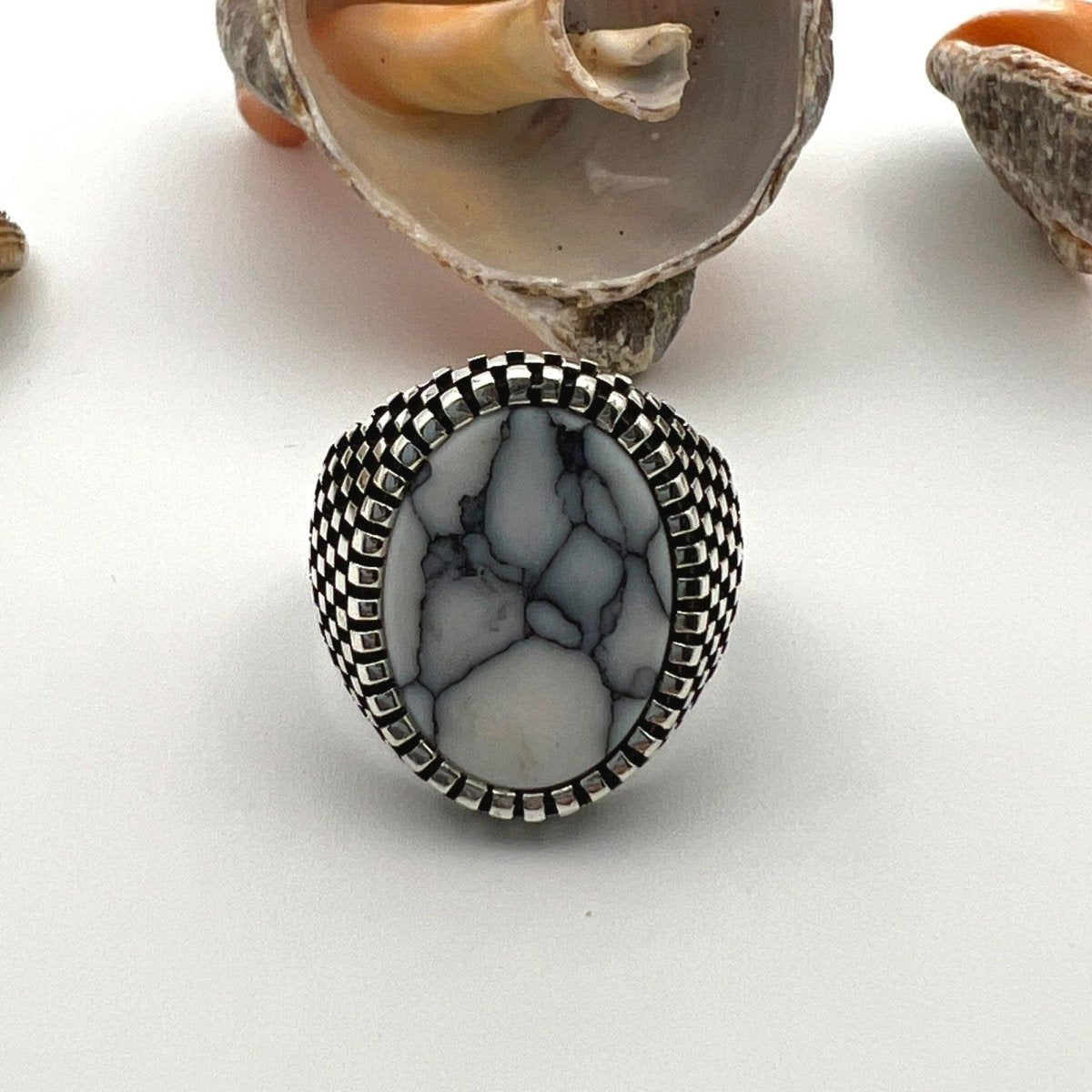 Men's Turquoise Stone Handmade Silver Ring - TryAladdin