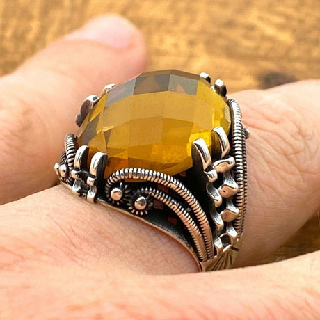 Men's Zultanite Color Changing Stone Silver Ring - TryAladdin