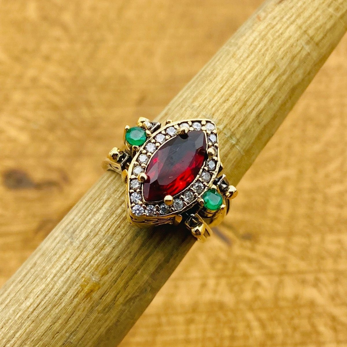 Multi Stone Reversible Ring, Red Ruby and White Zircon - TryAladdin