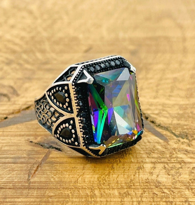 Mystic Topaz Silver Ring - TryAladdin