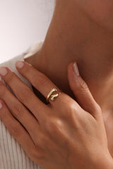 Nereze | Gold Plated Wrapped Hands Adjustable Size Ring - TryAladdin