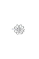 Nereze | Zircon Stone Rotating 4 Heart Clover Adjustable Size Ring - TryAladdin